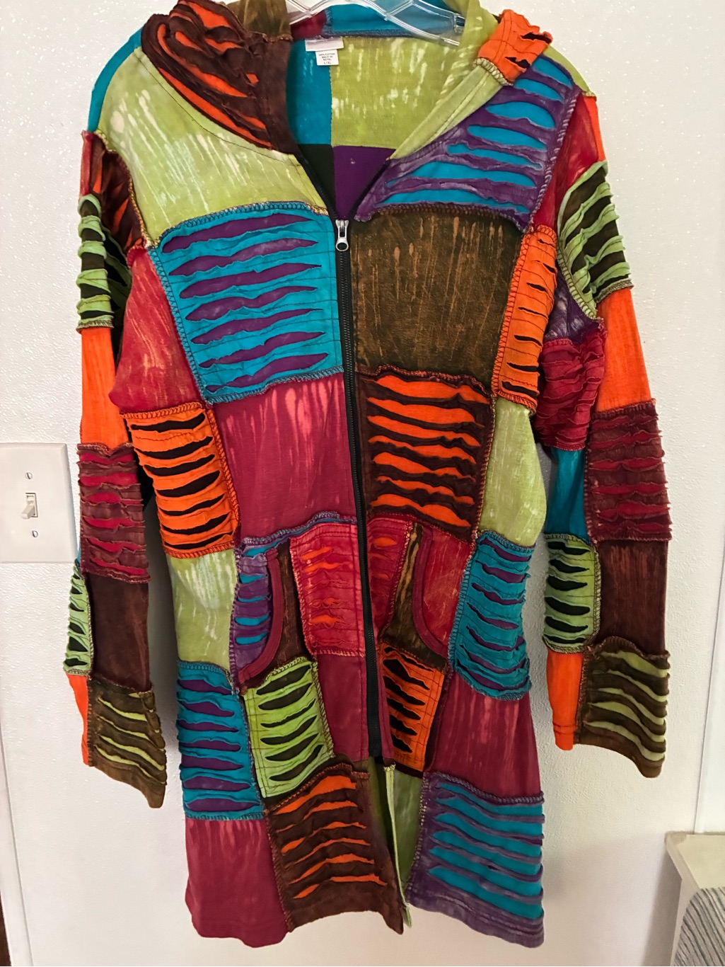 Greater Good Network Colorful Patchwork Hooded Zip-Up Jacket - Multicolor L/Xl